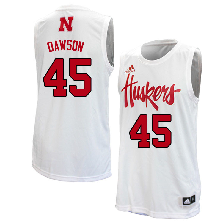 Men #45 Denim Dawson Nebraska Cornhuskers College Basketball Jerseys Sale-White - Click Image to Close